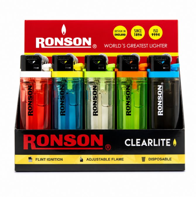 Encendedor Ronson Transparente Clearlite 20 Unid
