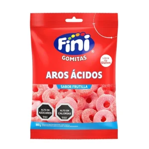 Fini Gomitas Aros de Morango 90 Grs 12 Unid