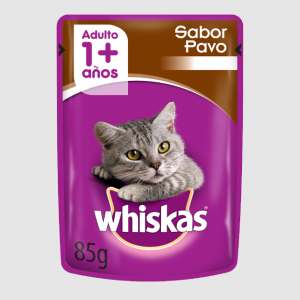 Whiskas Alimento Húmedo Sobre Gato Adulto Pavo en Salsa 85 Grs