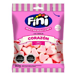 Fini Marshmallows Corazon 80 Grs 12 Unid