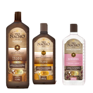Tio Nacho Shampoo Henna 1 lt + Tio Nacho Shampoo Henna 415 Ml + Tio Nacho Acond. Ginseng 415 Ml