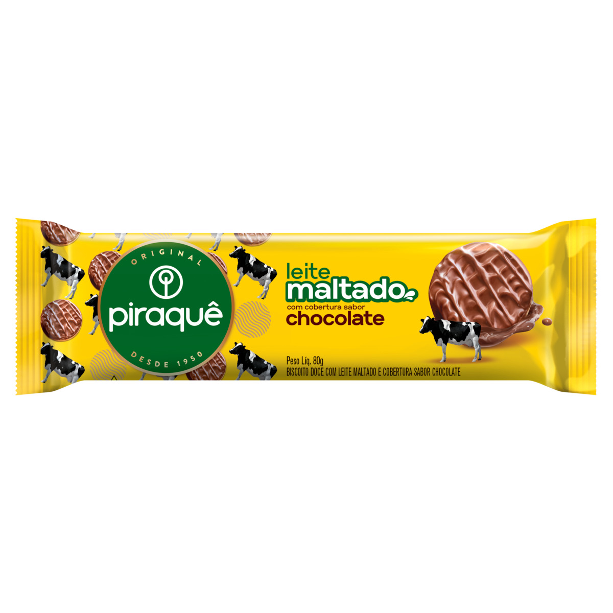 Galleta Leche Cobertura Chocolate Piraque 80grs