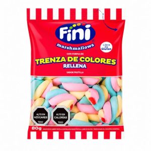 Fini Marshmallows Trenza de Colores Rellena 80 Grs