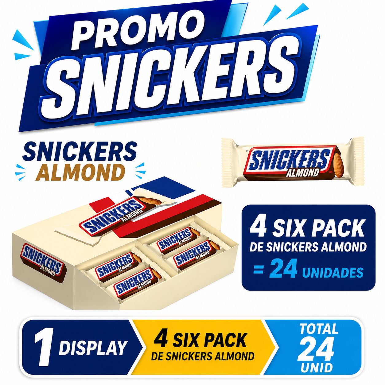 Display Snickers 4 Six Pack 24 Unid